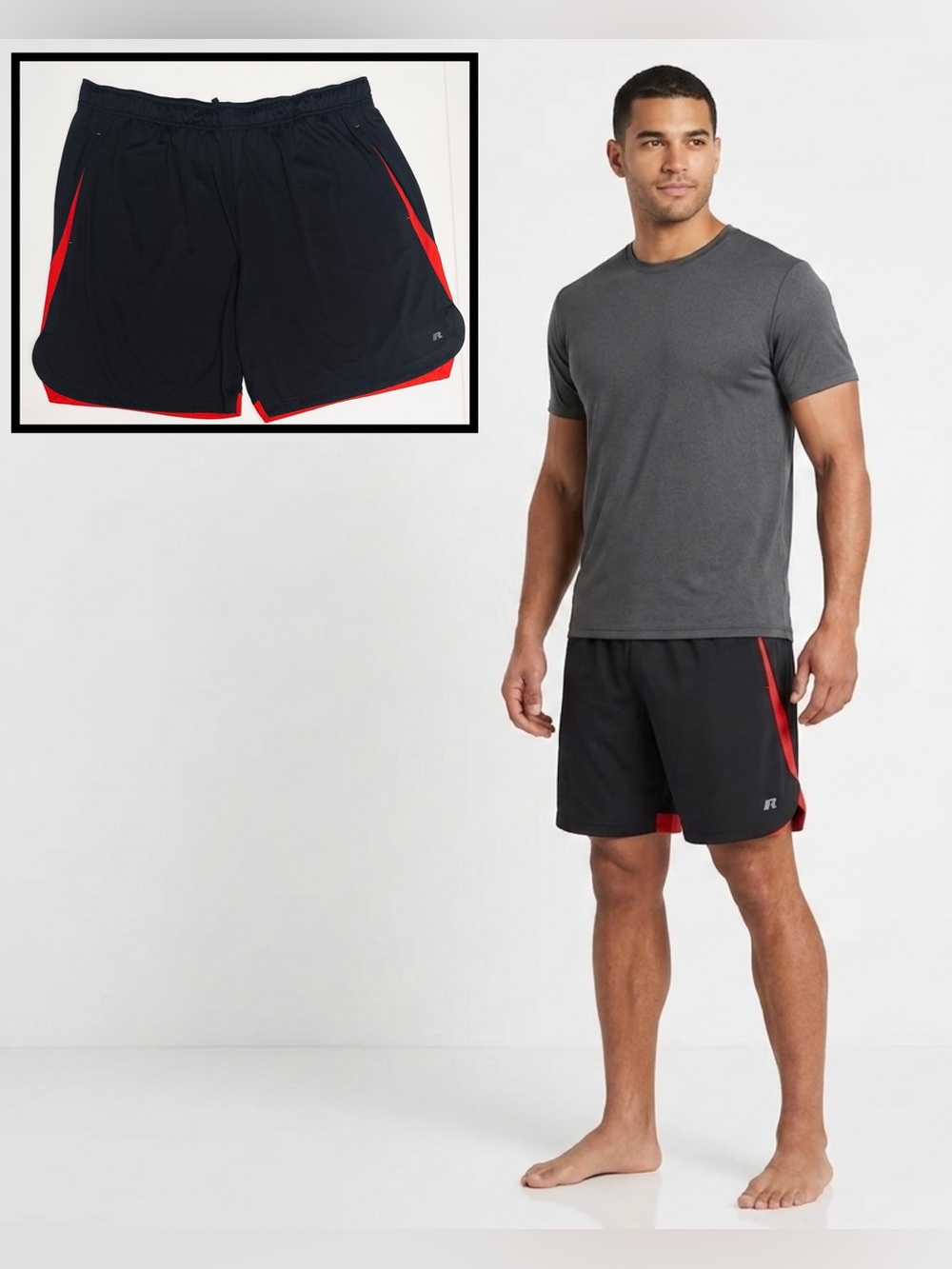 Russell Athletic Men's Dri-Power Basketball Shorts Black Red Size XL